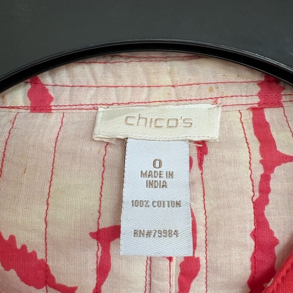 Chico's Red and Cream Patterned Top - Picture 5 of 5